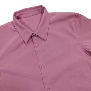 LULULEMON Men's Size M/L Mauve Pink Airing Easy Short Sleeve Button Down Shirt